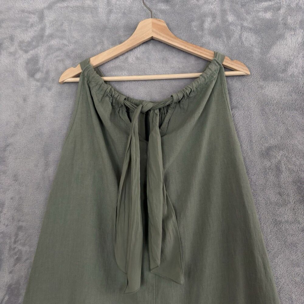 Bellambra Linen Cotton Dress Womens L Army Green Sleeveless Italy Lagenlook - Picture 7 of 11